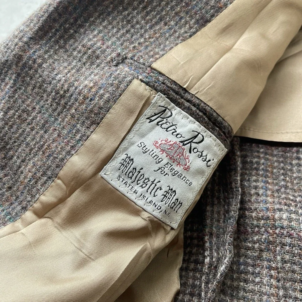 Vintage‎ Donegal Tweed Fleck Blazer Men 46 Brown Pietro Rossi Sport Coat 70s